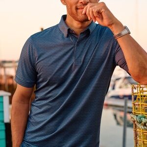 Mizzen+Main Navy Micro-Striped Performance Polo